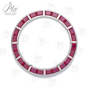 Gemstone Ruby Red Sapphire Stainless Steel Watch Bezel Ring 40mm for Watches RLX - Picture 1 of 16