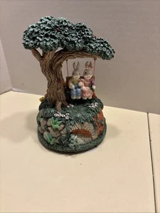 Bunnies On Swing Music Box. - Picture 1 of 4