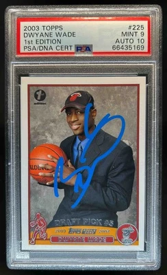 2003-04 Topps 1st Edition Dwyane Wade IP Auto Rookie RC #225 Heat PSA 9 10 - Image 1 of 2