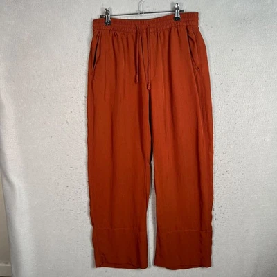 Zara Womens Size Medium Rust Wide Leg Orange Viscose Blend Pants - Image 1 of 4