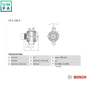 ALTERNATOR 0 986 043 900 FOR MERCEDES-BENZ SPRINTER/Dump/Truck/5-t/3-t/Van/Bus - Picture 1 of 9