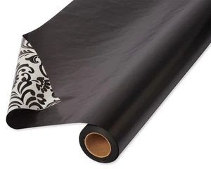 Reversible Wrapping Paper, Black and Damask (1 Jumbo Roll, 175 sq. ft.) - Picture 1 of 6