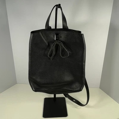 Mochila Mediana Rebecca Minkoff Darren Cuero Guijarro Negro Mango Superior NUEVA Foto 1 de 4