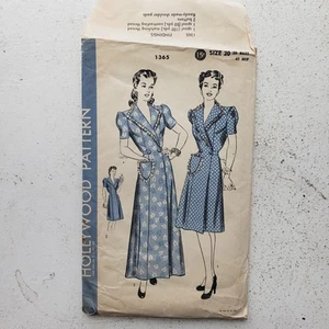 1940s Vintage Hollywood Pattern 1365 38" Bust Wrap Dress Robe Sewing Pattern - Bild 1 von 2