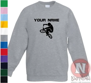 Personalised BMX sweatshirt cycling bikes Children kids - Just add name - Picture 1 of 13