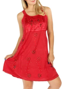 Vestido Rojo SOLDRESS Lenteja Bordado Sin Mangas Hippie Boho Tieback Junior - Imagen 1 de 5