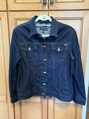 Jaqueta jeans esportiva vintage Escada feminina 40 jeans escuro - Imagem 1 de 4