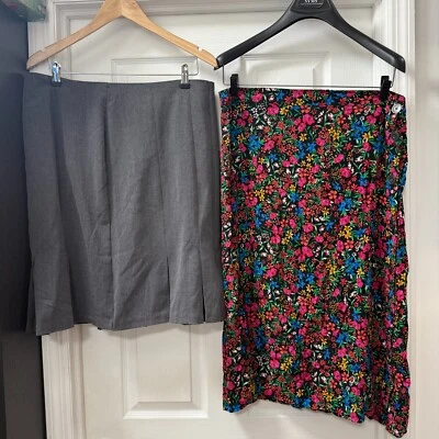 Bundle of 2 size 16 skirts - AGB grey pleated 16 petite, Gap button floral midi - Image 1 of 4