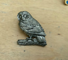 Vintage Ar Brown Tawny Owl Pewter Pin Badge Bird Collectables Wildlife Gift Idea