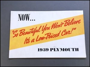 1939 Plymouth Model P-7 Roadking Vintage Original Car Sales Brochure Catalog - Picture 1 of 4