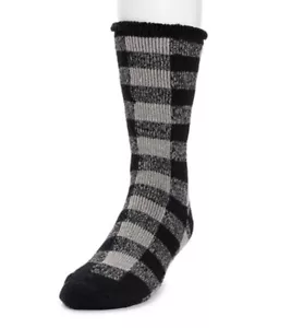 Men's HEAT RETAINERS by MUK LUKS 3.0 THERMAL SOCKS Black Check Size: 10-13 NWT - Picture 1 of 9