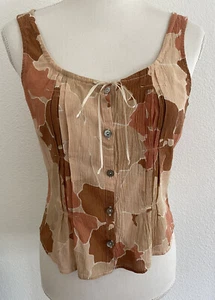 Women's InWear Gauzy Cropped Button Down Sleeveless Top Size 6 - Picture 1 of 5