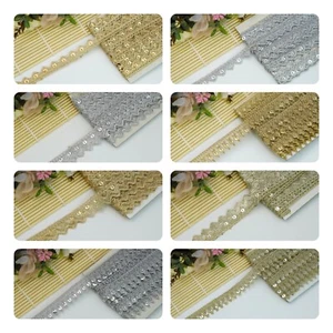 10 Yard Golden Gota Lace Traditional and western outfit craftmanship Style sewon - Picture 1 of 34