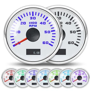 52mm White Tachometer 0-6000RPM with Hourmeter Gauge for Boat Car Waterproof  - Picture 1 of 15