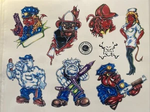 Adam Kaplan Fury Tattoo Flash Wall Art Sheet Firefighter Police Nurse Bull Dog - Picture 1 of 1