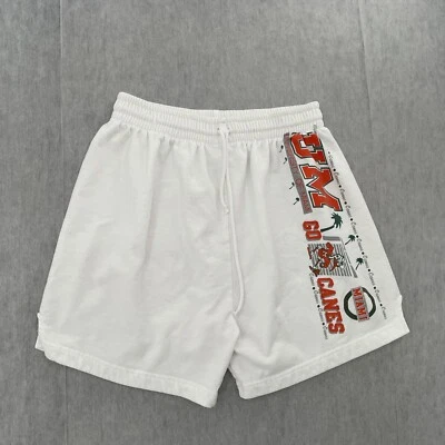 VINTAGE Miami Hurricanes Shorts Adult Large White UM Canes Sebastian The Ibis L - Image 1 of 4