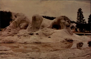 Wyoming Grotto Geyser Yellowstone National Park WY Postcard Mirro-Krome - Picture 1 of 2