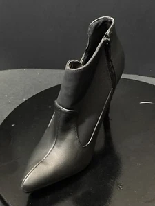NEW MICHAEL ANTONIO BLACK FAUX LEATHER SLIM HEEL ZIP ANKLE BOOTS SIZE US 10 M - Picture 1 of 8