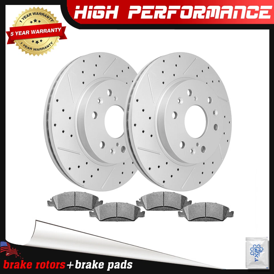 Rotores perforados delanteros de 12,99 pulgadas + pastillas de freno para Chevy Silverado GMC Sierra 1500 Foto 1 de 4