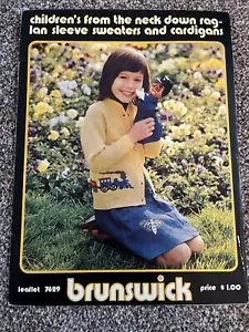 Children Sweater Pullover And Cardigans Knitting Pattern Brunswick 7629 leaflet - Picture 1 of 9