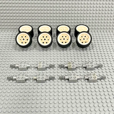 Lego Technic Ruedas + Neumáticos + Ejes Coche Camión Tamaño Mediano 56145 55978 (Lote de 8) Foto 1 de 2