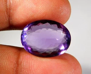 19.CT NATURAL AMETHYST QUARTZ FACETED CUT OVAL CABOCHON BOLIVIA GEMSTONE PY=193 - Picture 1 of 3