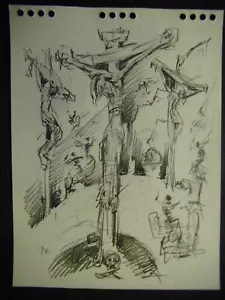 Helmut Plontke-crucified-original drawing 1977 - Picture 1 of 1