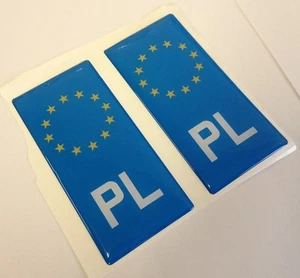 2x Poland Polska PL Gel 3D Sign Plate Side Badge Badges for ALU METAL PLATES - Picture 1 of 1
