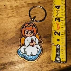 Retro 80er Engel Schlüsselanhänger Ornament Chor bemalt 80s Baby eklektisch Key Holder - Bild 1 von 3