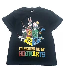 Warner Brothers Kids T-shirt Black Kids Size XS (4/5) Hogwarts - Picture 1 of 9