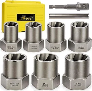 9 Pezzi Kit Estrattore Bulloni 1/2'' Unità Estrattore Bulloni Profondi Set Presa Resistente - Foto 1 di 6