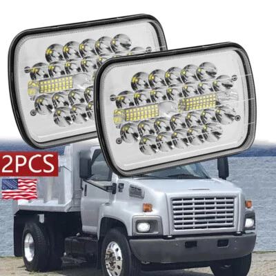 Pair 7x6" Inch LED Headlights Hi/Lo Beam DOT Fit GMC Safari C6500 C7500 Topkick - Image 1 of 4