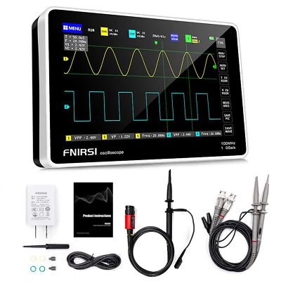 FNIRSI 1013D Plus Tablet Oscilloscope 2CH 100Mhz Bandwidth 1GS+P4100 100X  Probe - Image 1 of 4