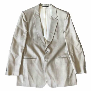 Vintage 70s Osmuns Custom Belridge Men’s 46R Suit Silk Blend Check Lined - Bild 1 von 24