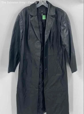 Gabardina de invierno George para mujer negra con cuello manga larga botón delantero talla 1X Foto 1 de 4