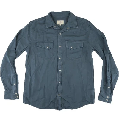 Camisa masculina azul Adriano Goldschmied AG Western botão de pressão - Imagem 1 de 4