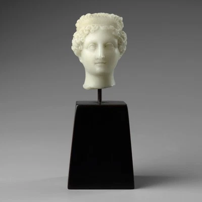Антикварная резная алебастровая статуэтка XIX века Grand Tour портрет голова бюст Геба - Изображение 1 из 4