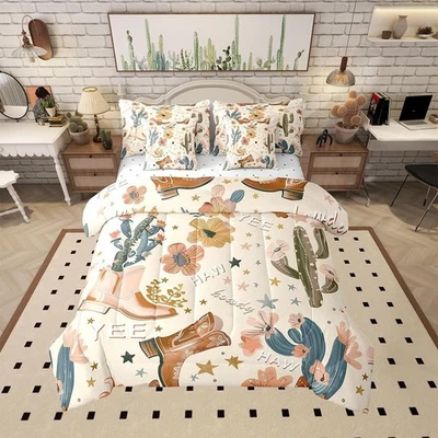 Manfei 7pcs Cowgirl Comforter Set Twin Size, Western Cowboy Boots Bedding Set... - Image 1 of 4