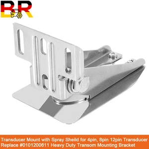 0101200611 Heavy Duty Transom Mount Bracket w/Spray Sheild for Garmin 4/8/12 Pin - Bild 1 von 12
