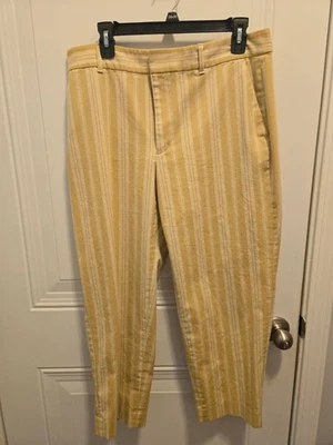 Pantalones (tobillo) Club Monaco para mujer - talla 10 - rayas mostaza claras Foto 1 de 2