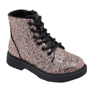 Girls' Zoe Combat Boots Multi-Color Glittered Style Zipper Lace-Up Youth… - Picture 1 of 10