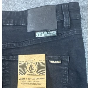 Volcom Vorta Slim Straight Stretch Denim Jeans Black Mens Size 36x32 NEW - Picture 1 of 9