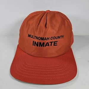 Cappello camionista snapback vintage nuova era berretto Multnomah County detenuto arancione cappello - Foto 1 di 11