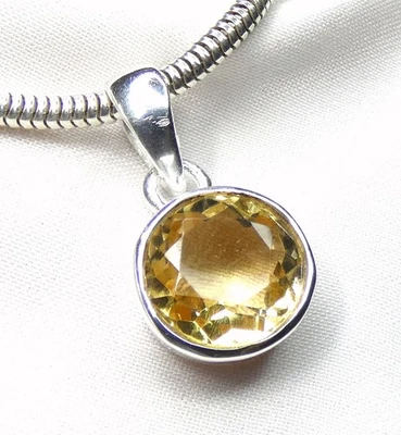 💛 Anhänger Citrin – Facettierter Rundschliff • 925 Silber • NEU - Unikat 💛 - Bild 1 von 4
