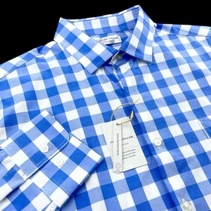 Peter Millar Crown Sport Performance Popeline kariertes Sporthemd Cape blau Large - Bild 1 von 7