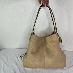 Coach Madison Leder Phoebe Schultertasche Handtasche beige, Freizeit, klassisch, Business - Bild 1 von 17