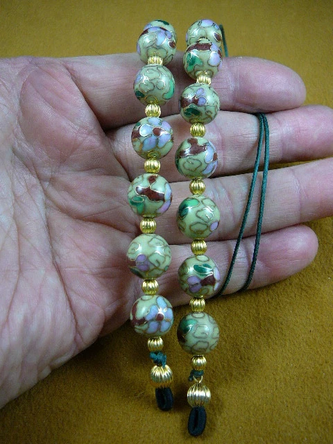 (#E-66-123) Verde Cloisonné Correa Soporte Oro Collar Cordón Cuentas Foto 1 de 1
