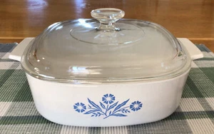 CORNING WARE A-2 BLUE CORNFLOWER 8.5” SQUARE CASSEROLE DISH WITH A-9-C PYREX LiD - Picture 1 of 13