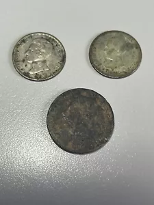 LOTE DE 3 MONEDAS HISTÓRICAS DE PLATA – 1 y 2 PESETAS – ESPAÑA (1882, 1891, 1903 - Imagen 1 de 2