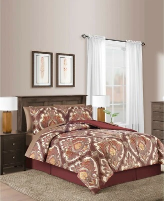 Fairfield Square Collection Estelle 6 peças conjunto de edredom duplo reversível Merlot - Imagem 1 de 4